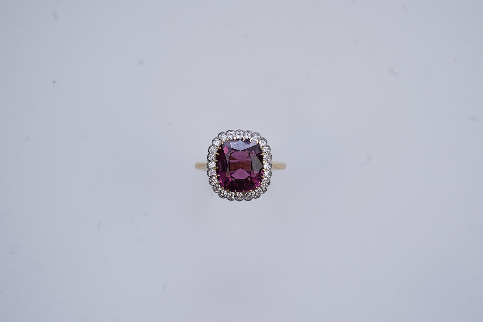 An attractive spinel and diamond ring